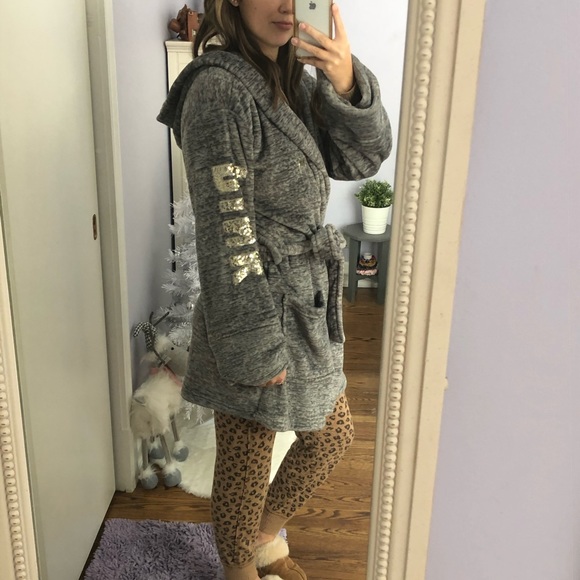 Victoria secret PINK grey glitter robe - Picture 2 of 3